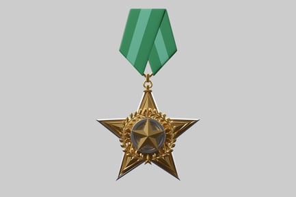Preview: Gold star medal with green ribbon