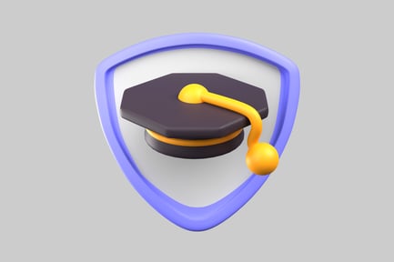 Graduation cap academic shield badge