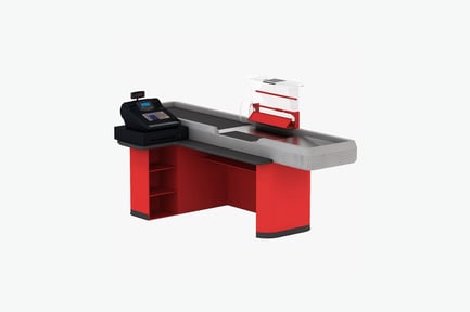 Preview: Retail checkout counter with integrated devices