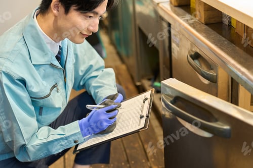 Preview: A man checking a restaurant's refrigerator