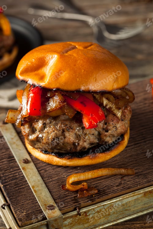 Preview: Homemade Sausage Burger with Onions