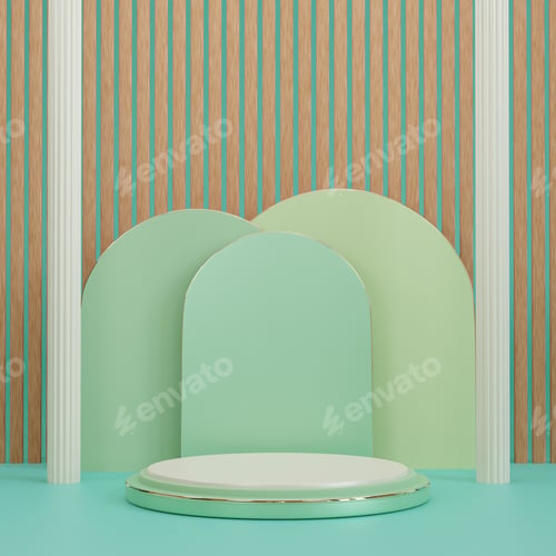 Preview: green and white cylinder pedestal podium