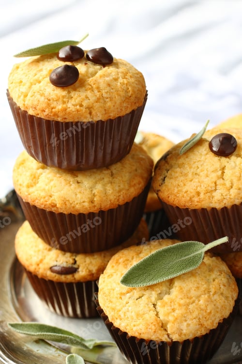 Preview: Delicious homemade gluten free muffins with chocolate drops