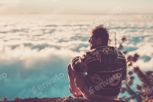 Preview: One man Travel and explore scenic places concept - outdoor leisure hiking activity with male people