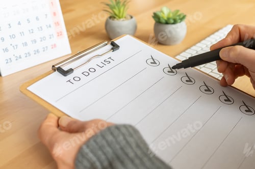 Preview: Person checking off completed tasks on to-do list