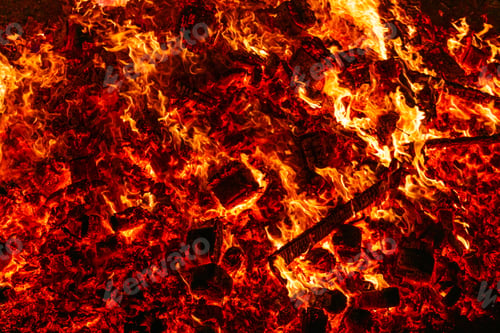 Preview: Big fire on the dark background. Huge bonfire at night