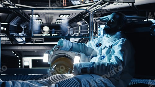 Preview: Unhappy cosmonaut sighs, having mental health affected by prolonged solitude