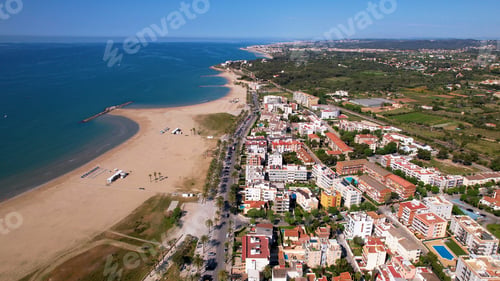 Preview: Aerial view of Vilanova i la Geltru beach in Catalonia, Spain. Capital city of Garraf comarca