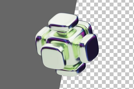 Preview: Chromatic Abstract Metallic Core Cube 3D Icon