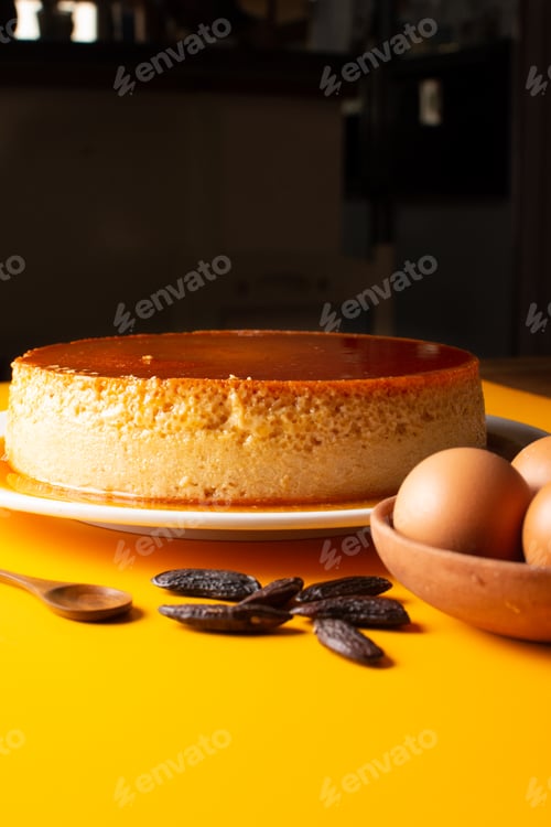Preview: Flan. Quesillo. creme brulee. Milk and egg dessert. Egg tart. Desert. Candy. Sarapia seeds. Diphysa