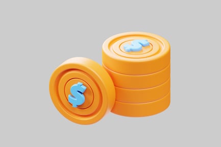 Preview: Orange coins with blue dollar sign