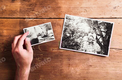 Preview: Fathers day composition. Black-and-white picture, studio shot