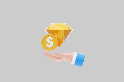 Preview: Golden coin and diamond hand