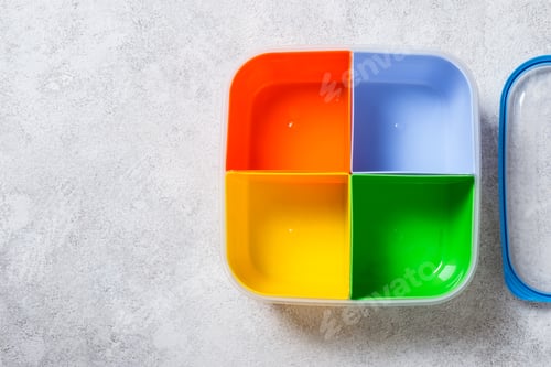 Preview: Empty lunch box with four sections for different food