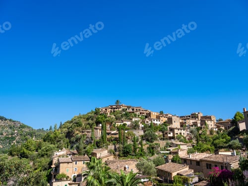 Preview: View of a beautiful mountain village, Deia in Mallorca, Spain