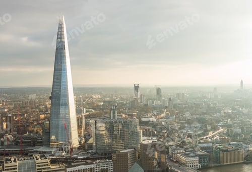 Preview: Aerial view of London with The Shard skyscraper