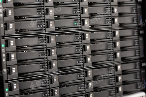 Preview: Close-up of Hard Drives In SAN At Large Datacenter