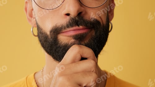 Preview: Detailed close-up shot of man's lips move