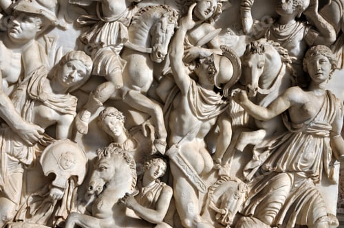 Preview: Ancient Stone Relief of People and Horses
