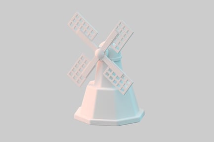 Visualização: Moinho de vento branco simples