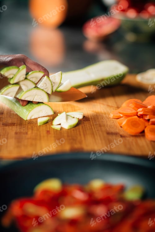 Preview: Cutting Fresh Zucchini - Preparing Vegan Meal