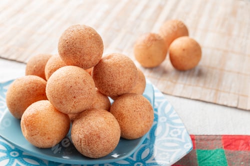 Preview: Fritters on the table, typical Colombian food, close-up image