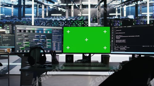 Preview: Mockup computers in data center facility manage supercomputers hardware