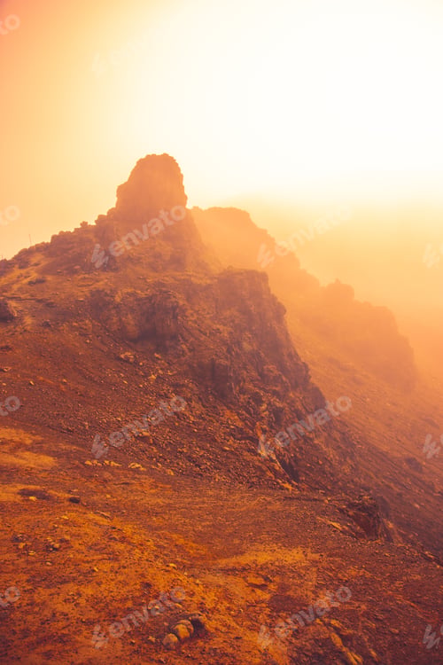 Preview: Orange fog mist background nature mountain landscape wild outdoors rocks rugged