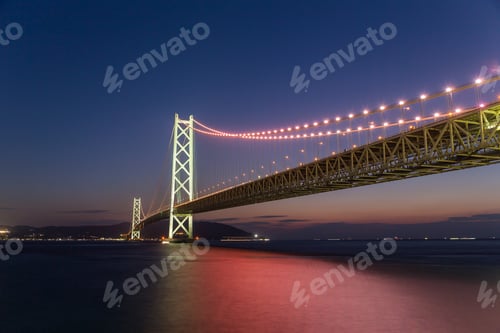 Preview: Akashi Kaikyo Bridge at evening