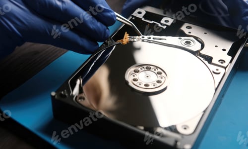 Preview: Serviceman repairs hdd data disk