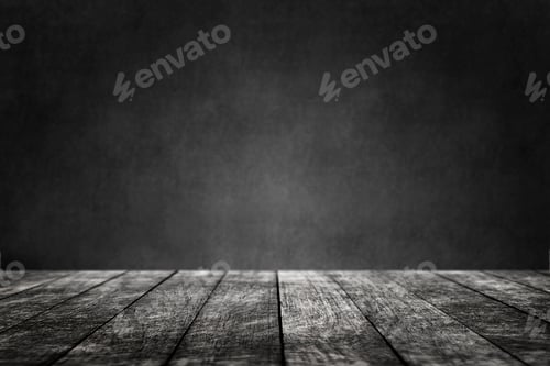 Preview: Dark Wooden Surface on Black Textured Background