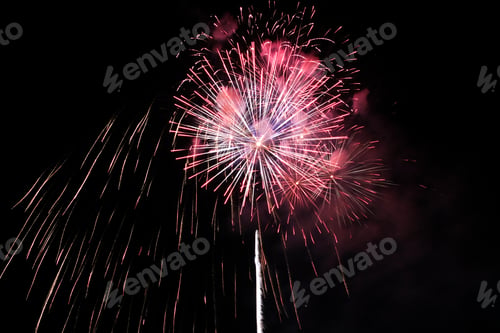 Preview: Firework blast in dark sky at night celebration new year count down
