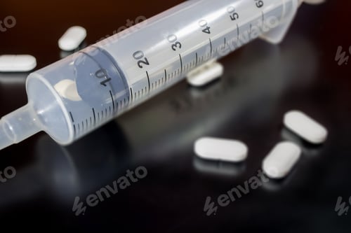 Preview: Syringe and white Pills
