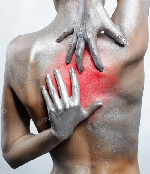Preview: Portrait Of Nude Girl'S Back Painted With Silver
