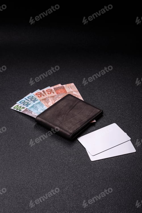 Preview: The white plastic card as a symbol of cashless payments on the background