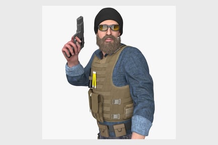 Preview: Rigged Military Agent with Tactical Vest and Pistol
