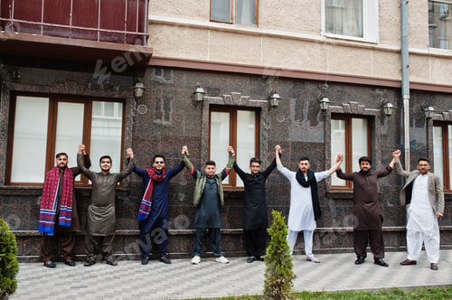Preview: Group of pakistani man wearing traditional clothes salwar kameez or kurta.