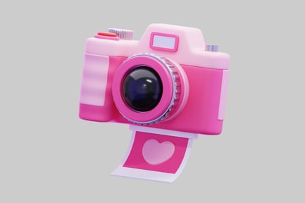 Preview: Pink heart photo camera instant