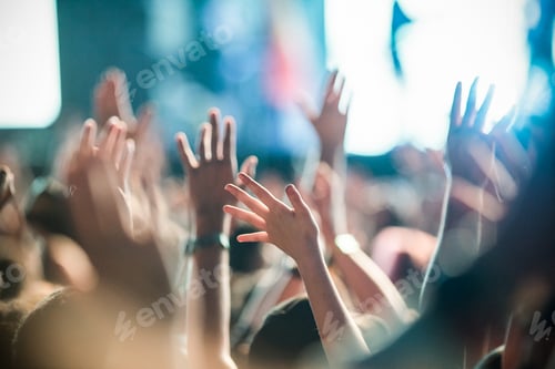 Preview: crowd partying stage lights live concert summer music festival