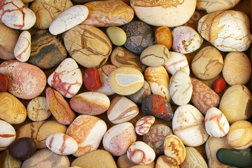 Preview: Set of beautiful colorful stones with different pattern polished by the sea