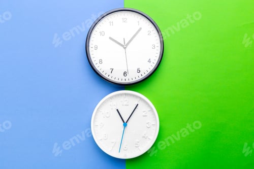 Preview: Wall Clock on color background. creative photo