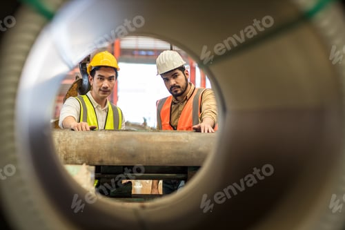 Preview: Foreman or worker work at factory site check up machine or products in site.