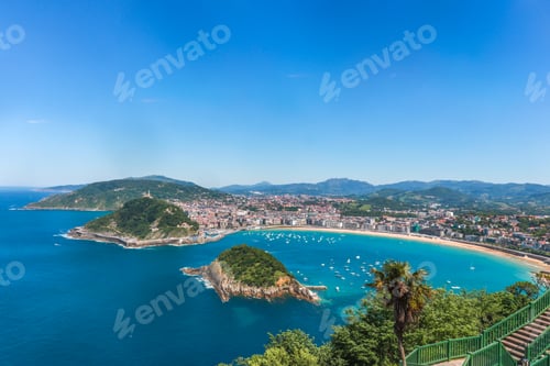 Preview: Aerial view of La Concha Beach in San Sebastian, Spain