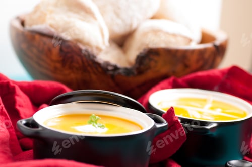 Preview: squash and chickpea soup and buns