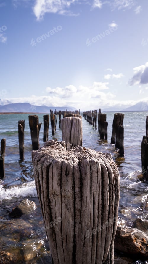 Preview: Sunny day at Braun and Blanchard Dock in Puerto Natales, Patagonia, Magallanes Region, Chile