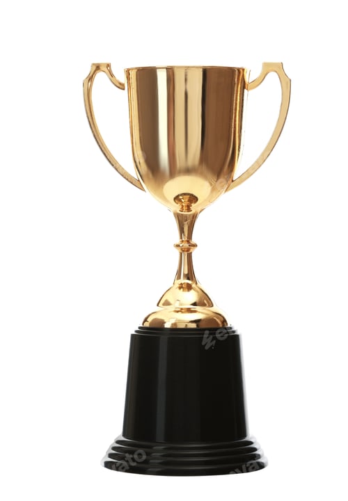 Preview: Shiny gold cup on white background. Winner's trophy