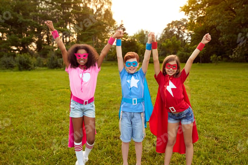 Preview: Diverse superheroes celebrating victory together