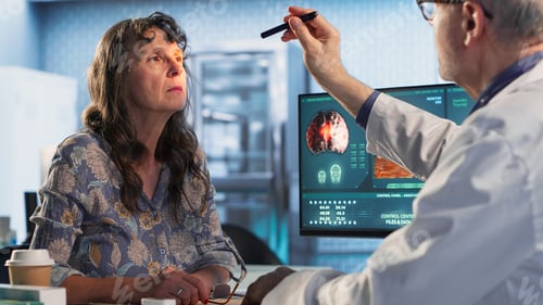 Preview: Male doctor performing a neurological examination with a pen light