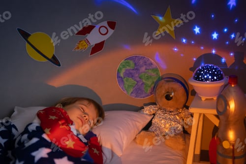 Preview: Happy child sleeping at home