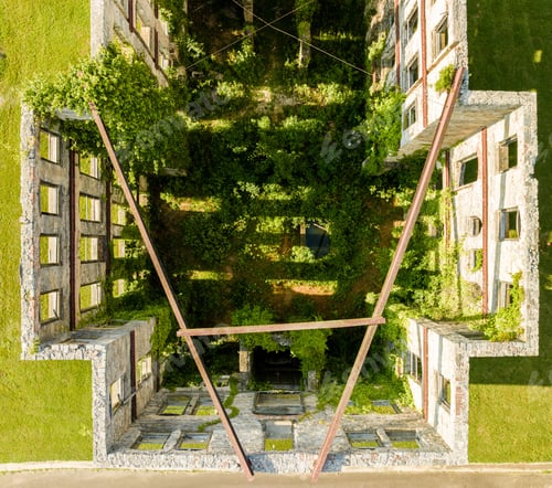 Preview: Aerial view of abandoned Agnes Hospital in Raleigh, North Carolina